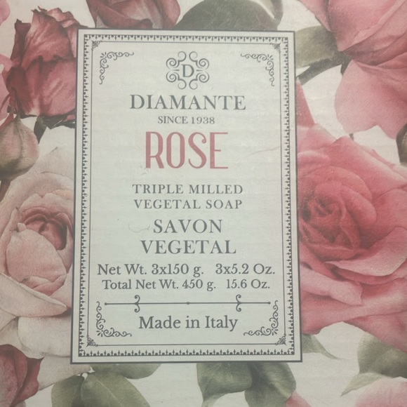 NWT Diamanté Triple Milled Beauty Bars x 3 In Rose Made in Italy - Picture 3 of 8